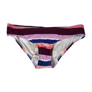 Kona Sol Striped Bikini Bottom NWT Size L 12/14 Medium Coverage Hipster
